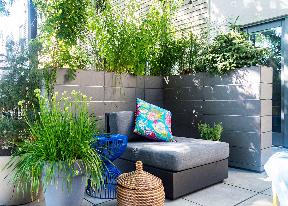 A Private Terrace with Custom Planters