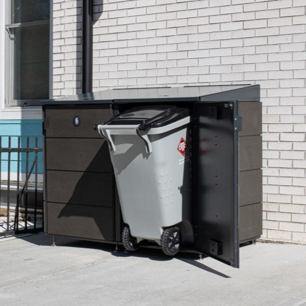 Modern trash enclosures and package lockers. Rats hate us.