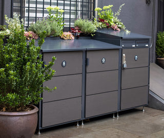 gallery slider 2+1 Combo with Mailbox and Planter Top in Charcoal